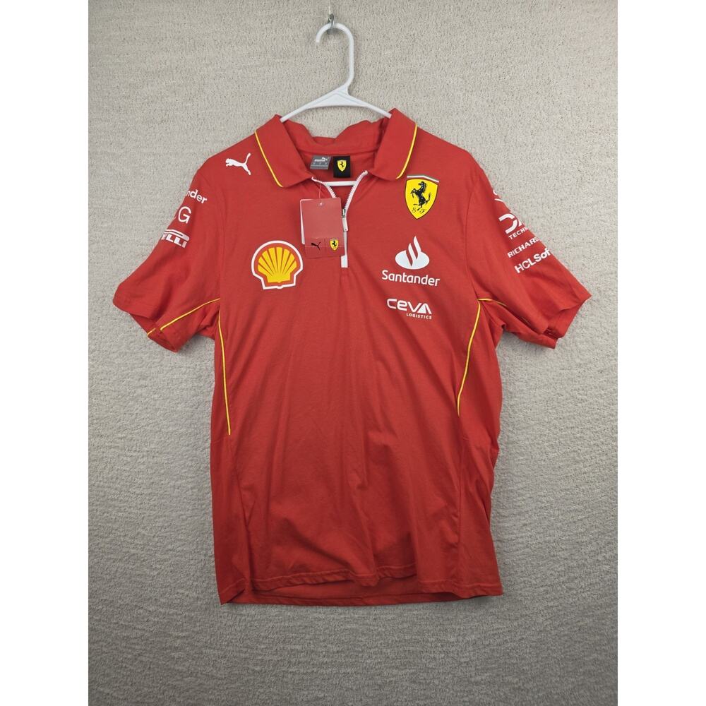 Puma Ferrari F1 Team Polo Shirt Red Size Medium Short Sleeve